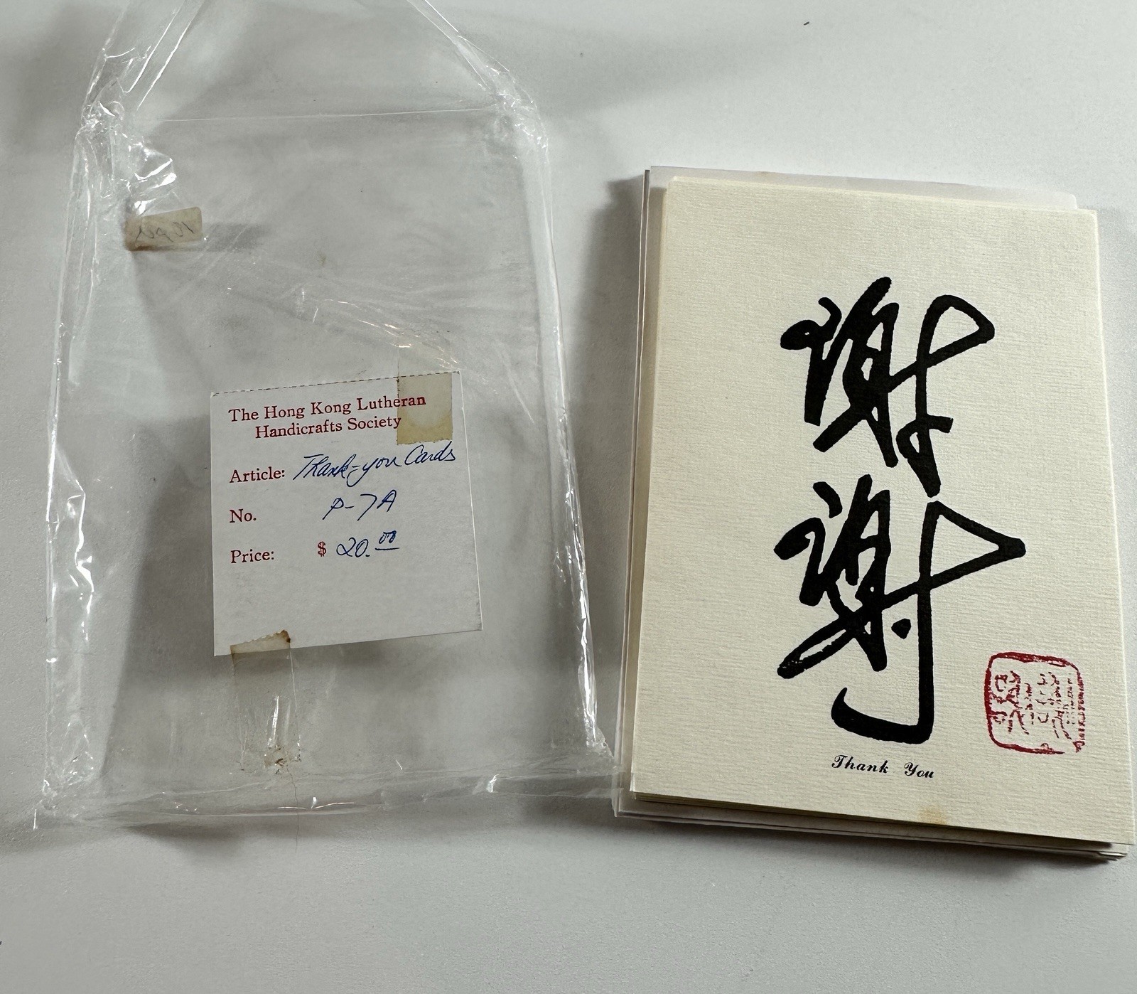Vintage Hong Kong Chinese Calligraphy Thank You Cards (10 Cards) Handmade