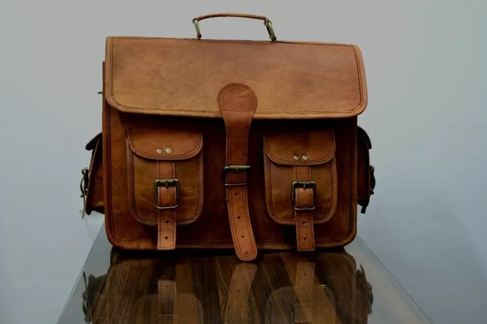New 1 Side  Brown Leather Motorcycle Side Pouch Saddlebags Saddle Panniers 