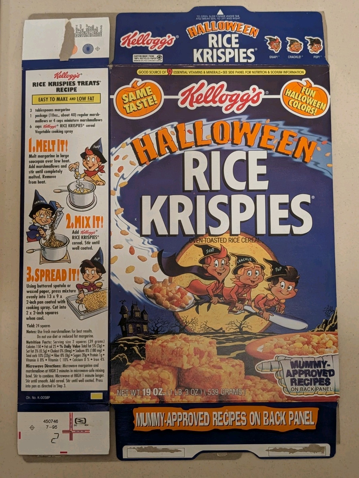 Kellogg\'s Rice Krispies Halloween Empty Cereal Box Flat - VINTAGE