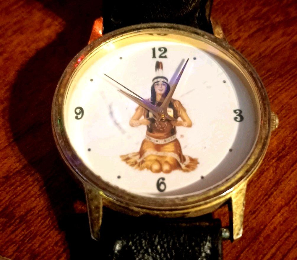 VERY RARE VINTAGE LAND O LAKES INDIAN maiden wrist watch