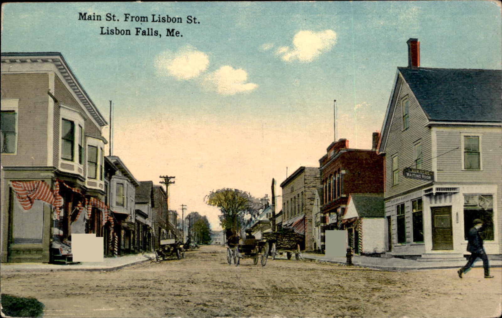 Lisbon Falls ME Main Street A. N. Beal, Pharmacist c1900s-10s Vintage Postcard