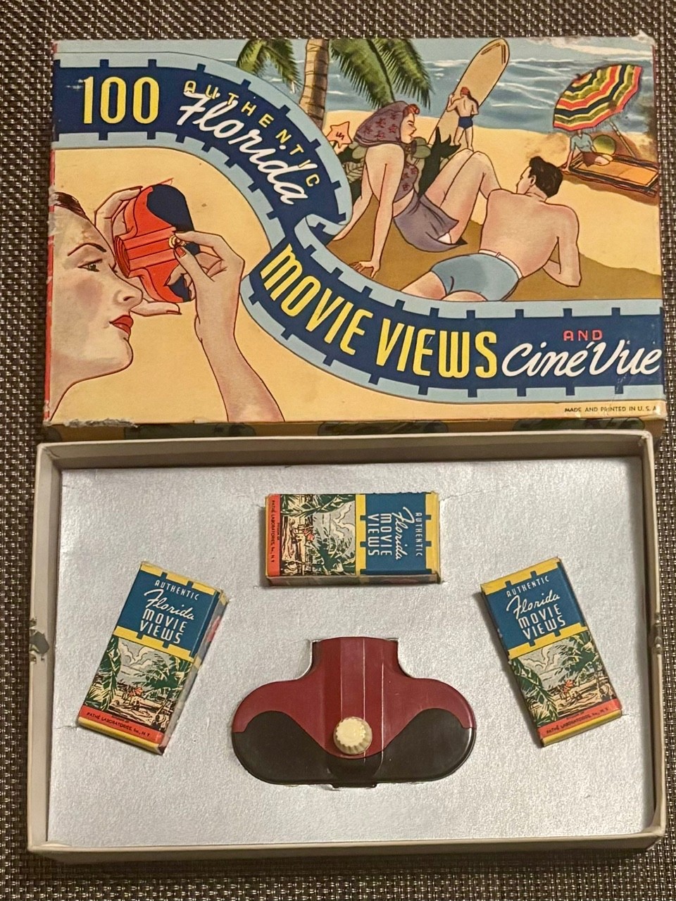 Vintage 1939 Florida Souvenir Cine-Vue Movie Views with Viewer and Box