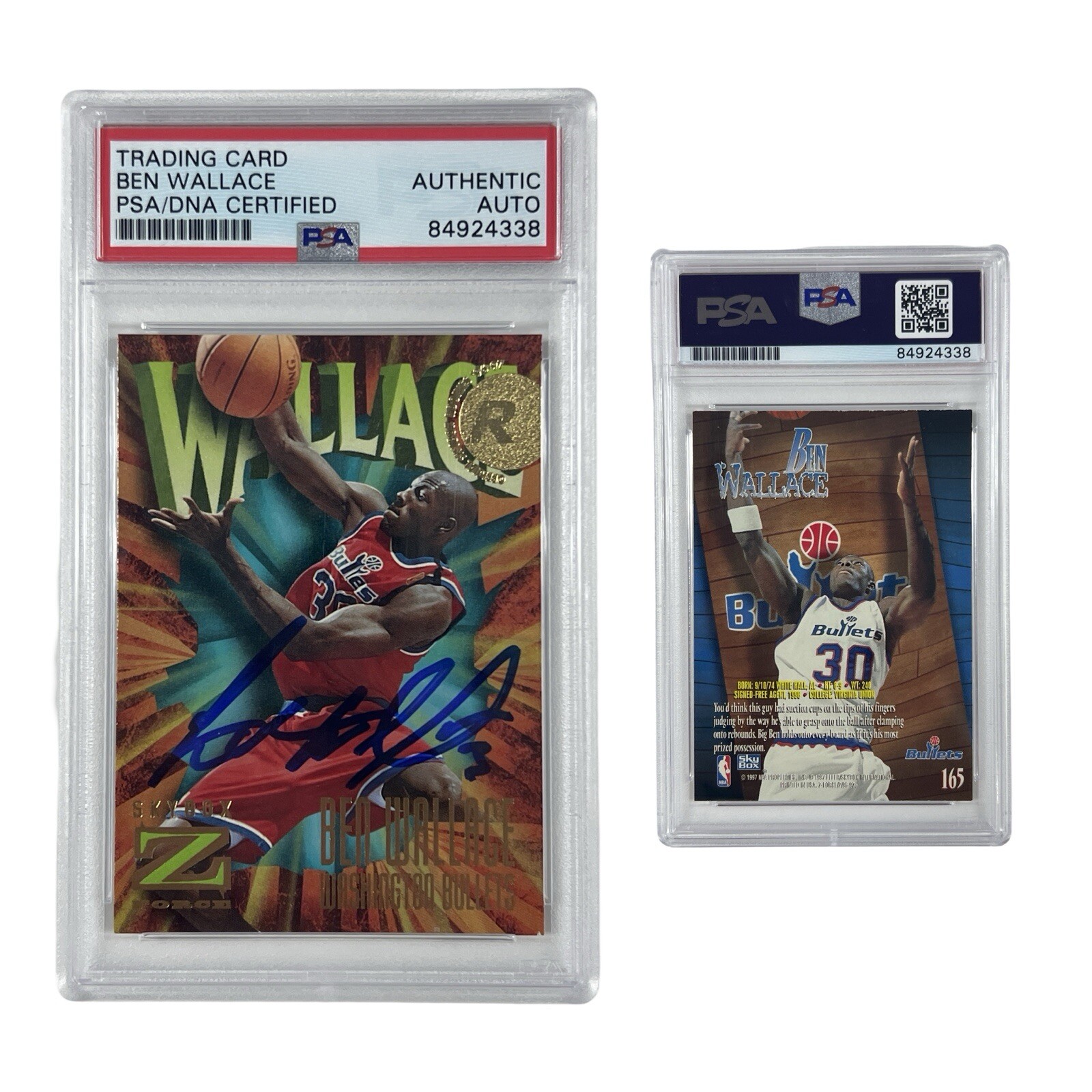 1997 Ben Wallace Skybox Z Force #165 PSA Authentic Auto 1997 Ben Wallace Skybox Z Force #165 PSA Authentic Auto