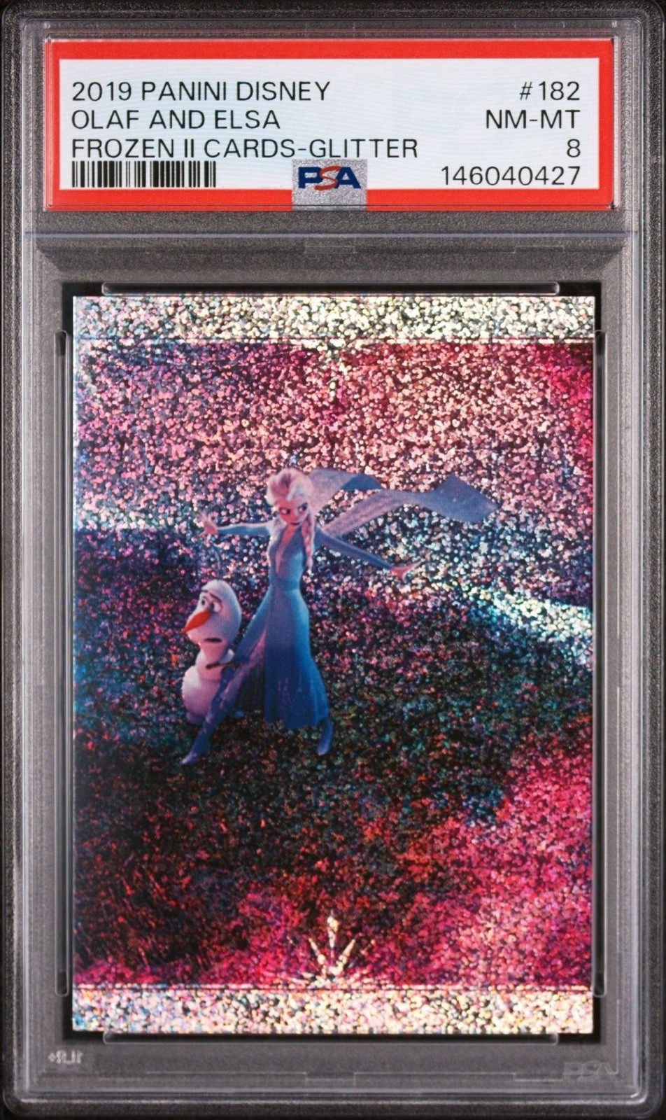 2019 DISNEY FROZEN 2 OLAF & ANNA Glitter Refractor PSA 8 Nm-Mint #182