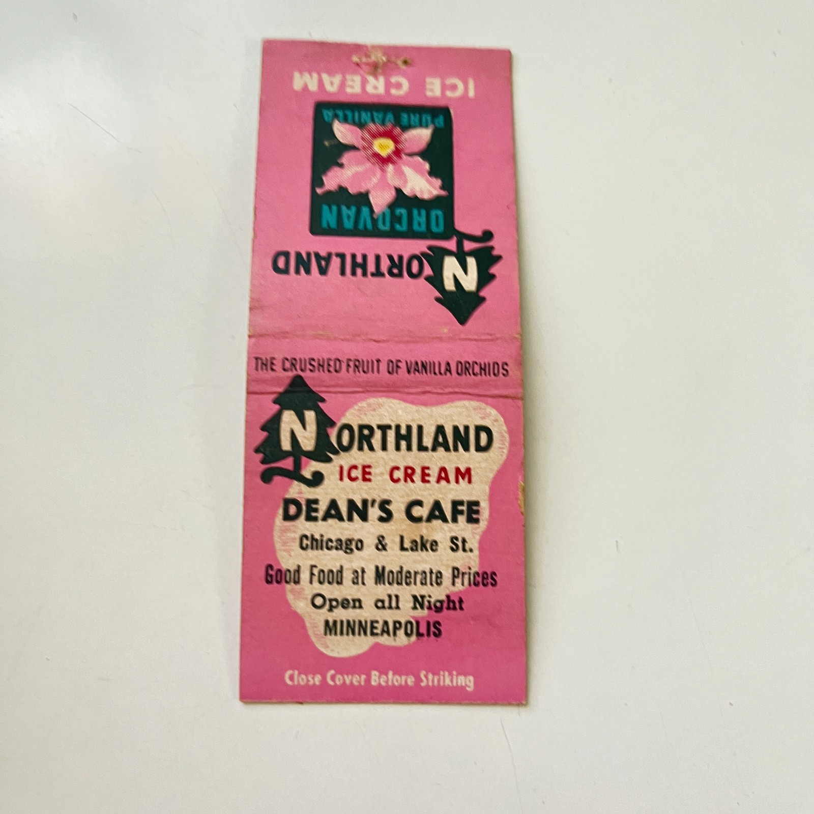 Northland Ice Cream Dean\'s Cafe Minneapolis Vintage Matchbook Cover TMB93-6