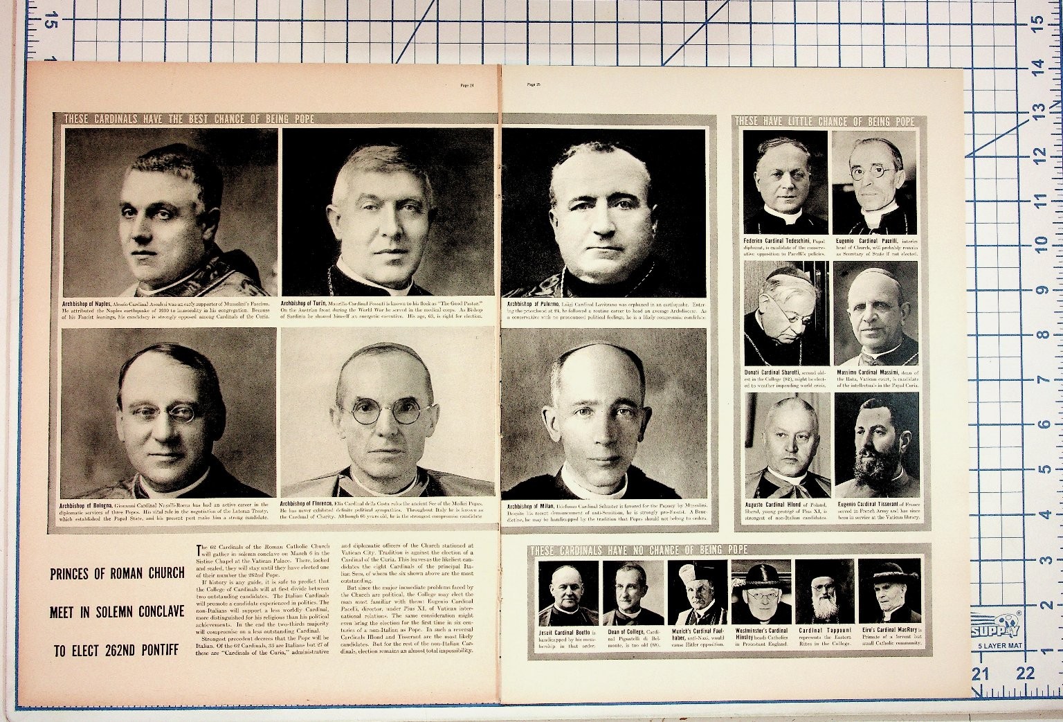 1939 Papal Conclave Cardinals Magazine Article Pope Pius XII Election Ephemera 1939 Papal Conclave Cardinals Magazine Article Pope Pius XII Election Ephemera