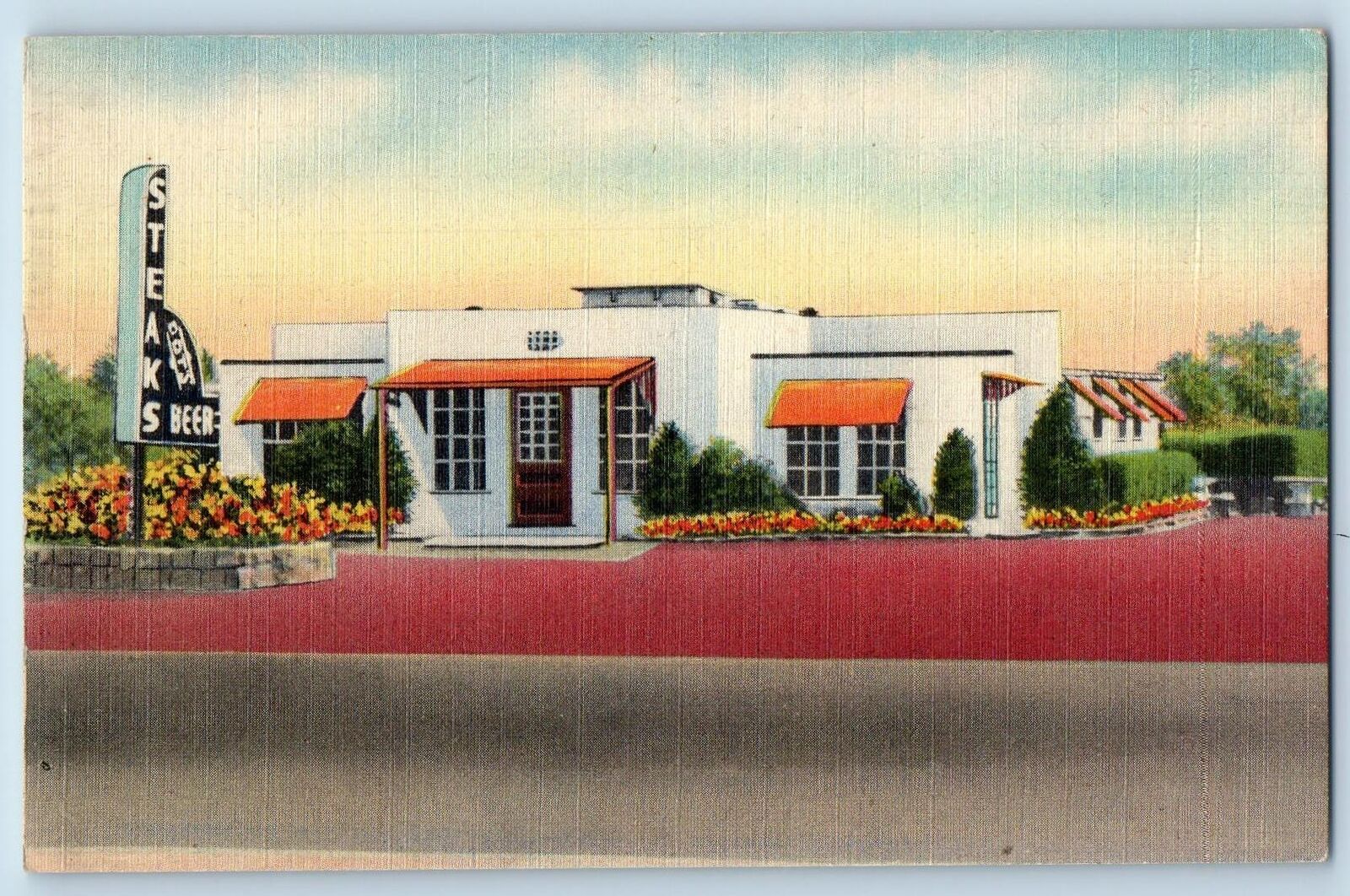 c1940's Dot's Kitchen Restaurant Facade Entrance Mineral Wells Texas TX Postcard