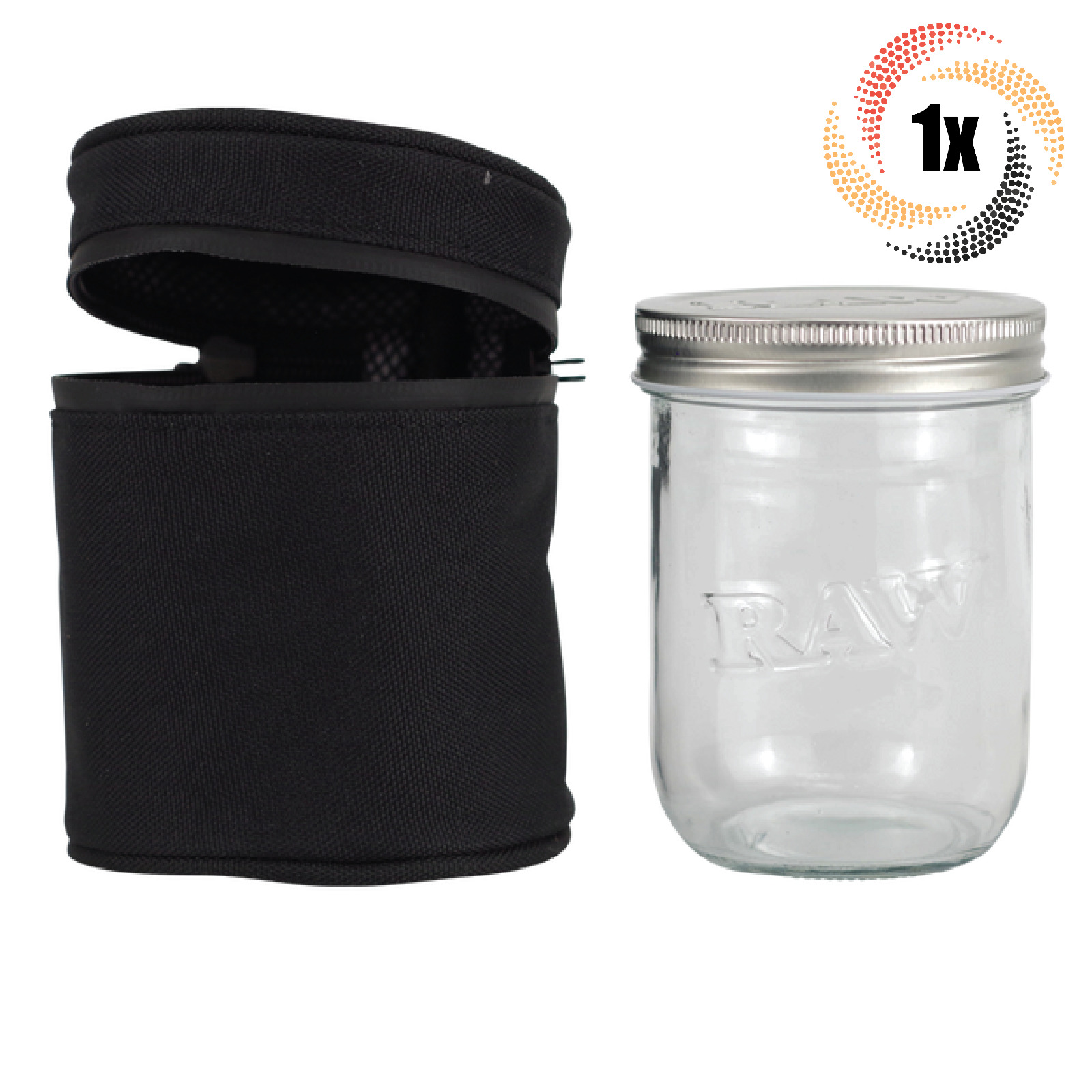 1x Set Raw Mason Jar With Smell Proof Black Case | 16oz | Fast Shipping