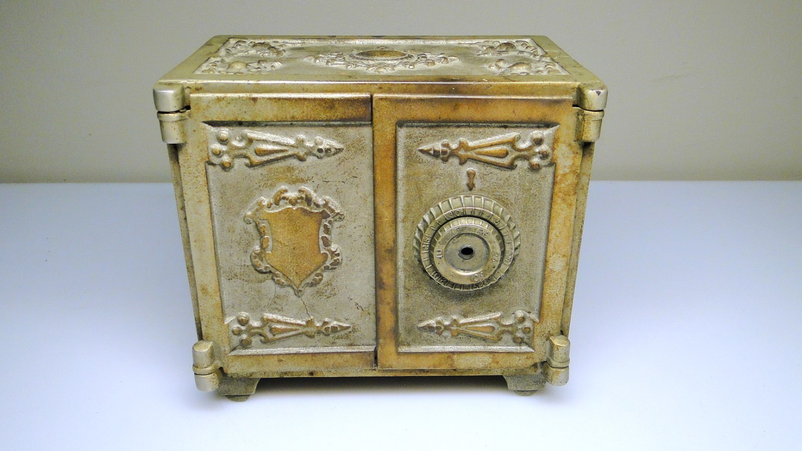 Antique Cast Iron Safe or Still Bank w Double Doors