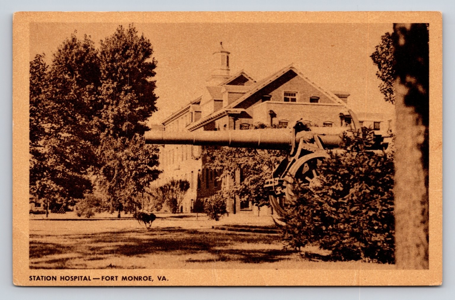 Fort Monroe VA Station Hospital WWI Era Cannon Ullman Fotone Postcard