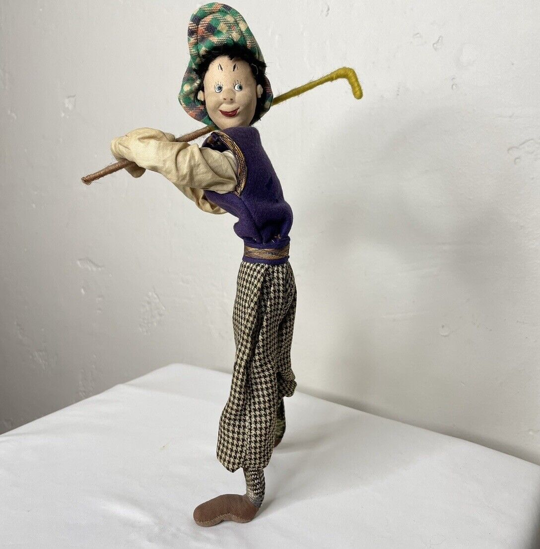 Vintage Klumpe Golf Man 11” Doll Figure Plaid