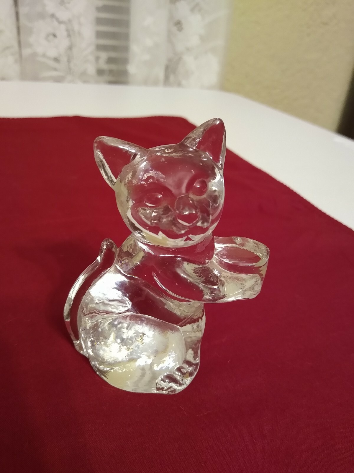 Vintage Clear Glass Cat Kitten Figurine 3.5