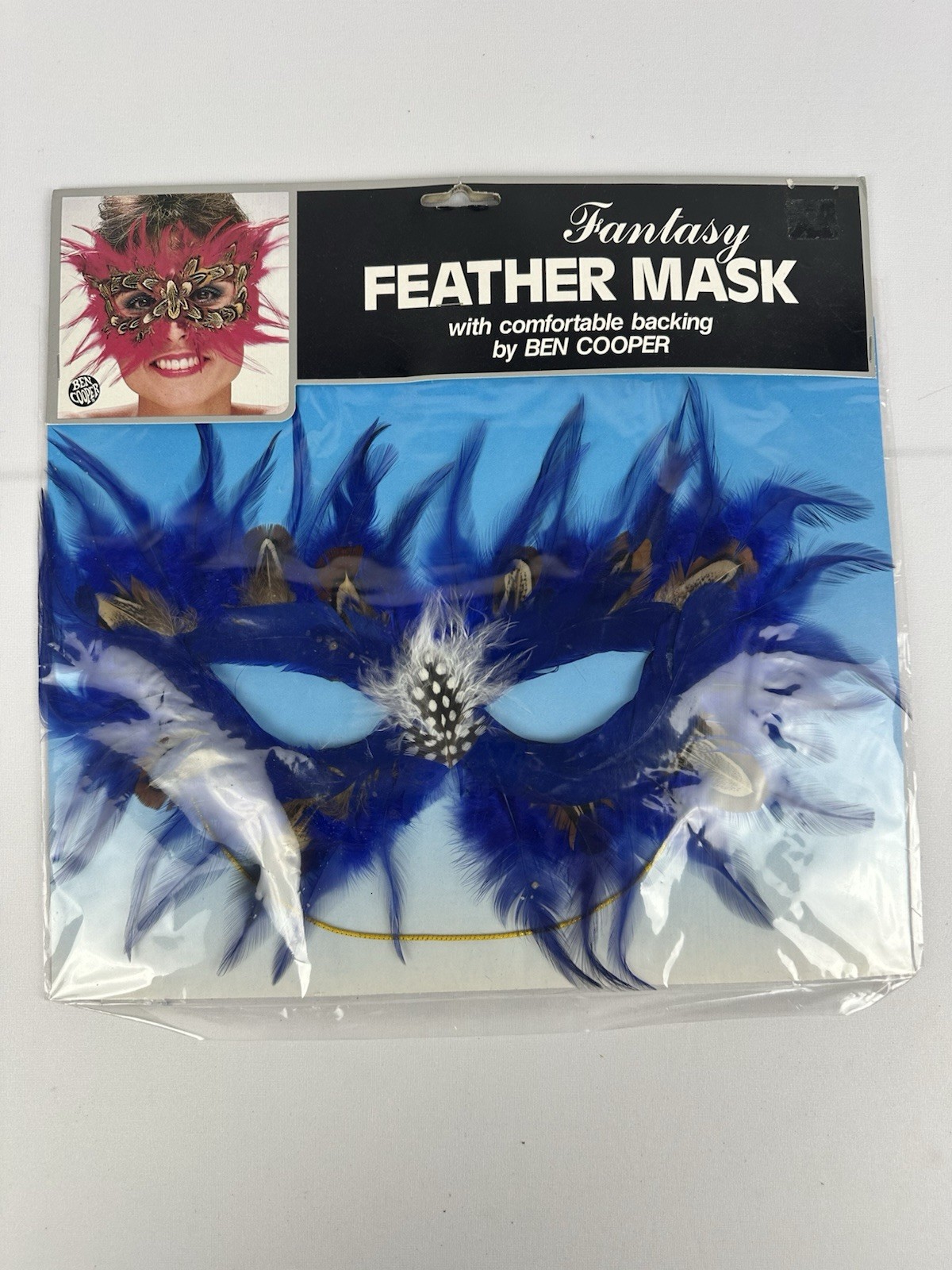 Fantasy Feather Mask Halloween Costume Vintage 1989 New Ben Cooper Adult Size