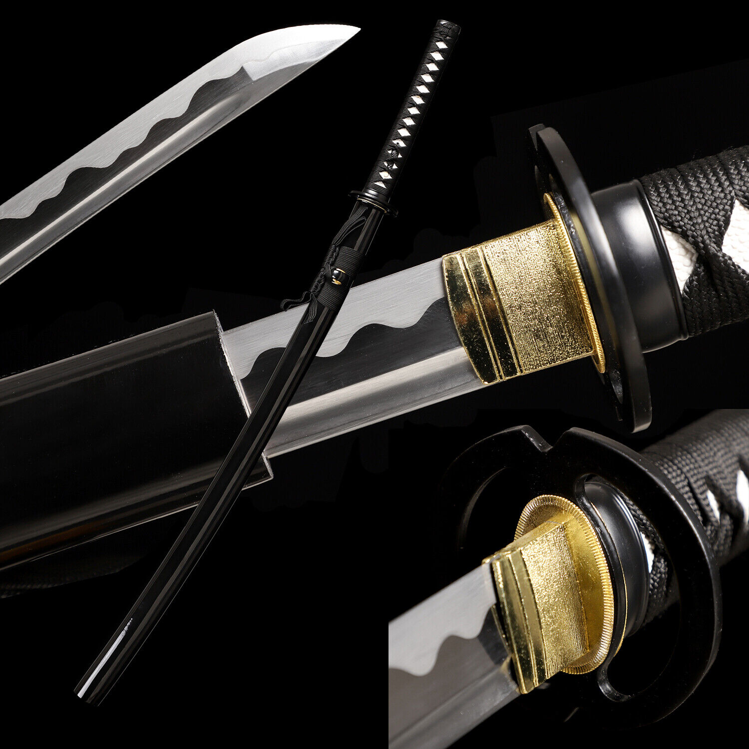41'' Black Musashi Tsabu Ready Sharp Japanese Samurai Katana Handmade Sword