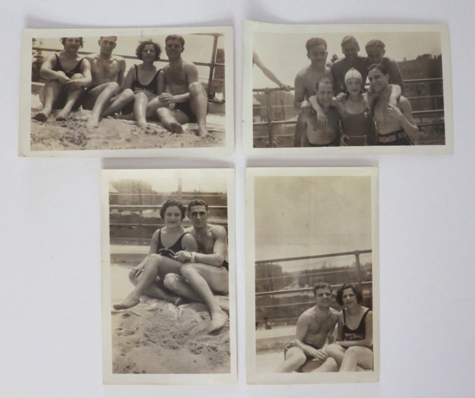 June 24 1934 Bathing Beach Friends Vintage Swimwear Snapshot Lot of 4