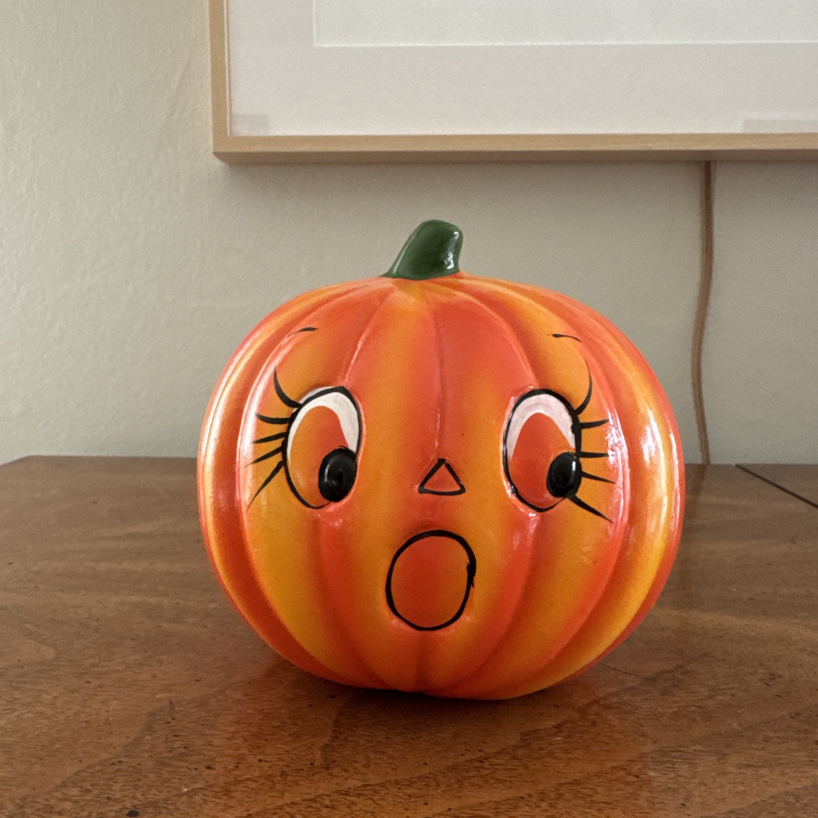Vintage 1980s Rubens Original LA Orange Anthropomorphic Pumpkin Planter 