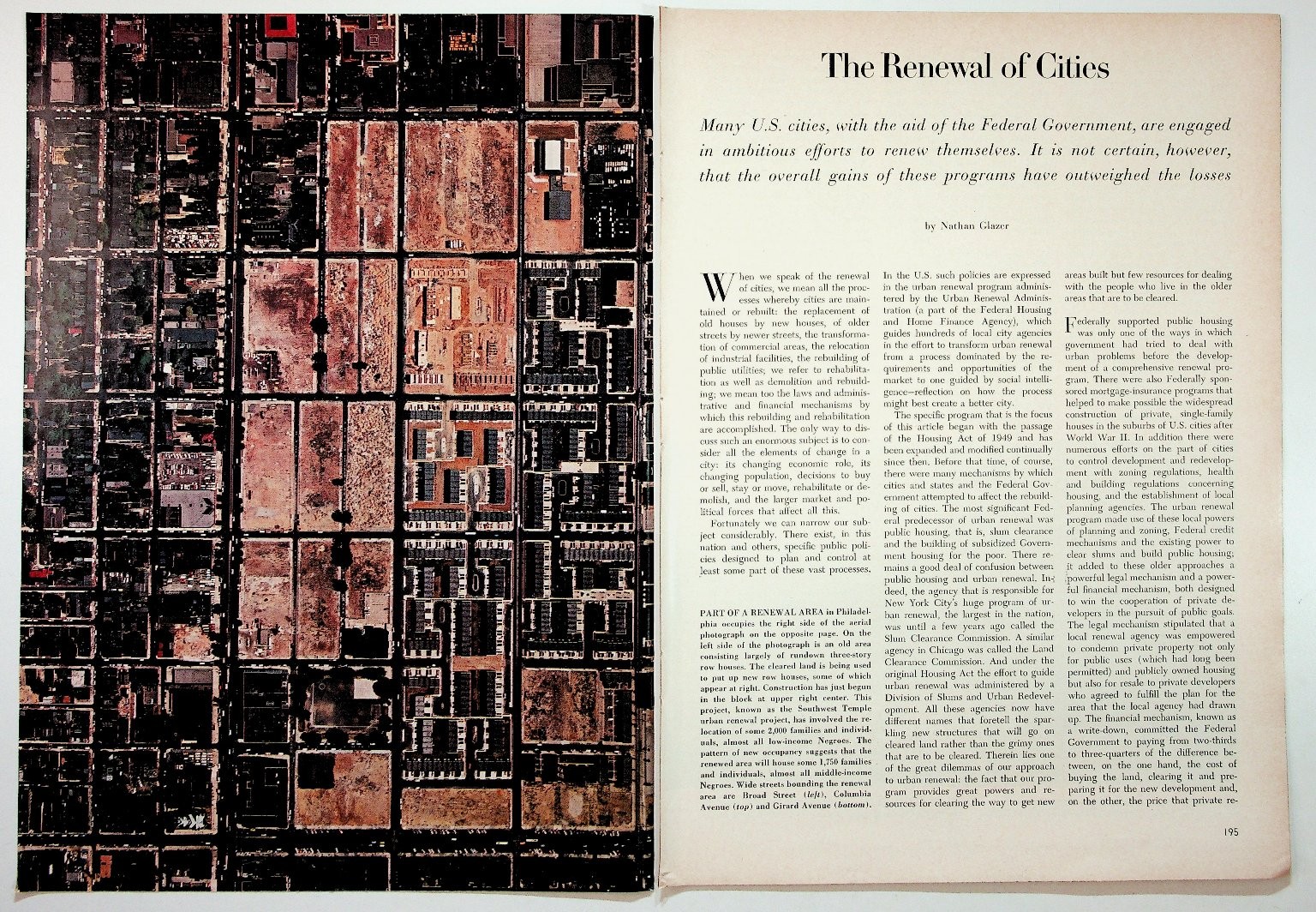 1960s Urban Renewal Magazine Article Glazer City Planning Housing Ephemera 1960s Urban Renewal Magazine Article Glazer City Planning Housing Ephemera