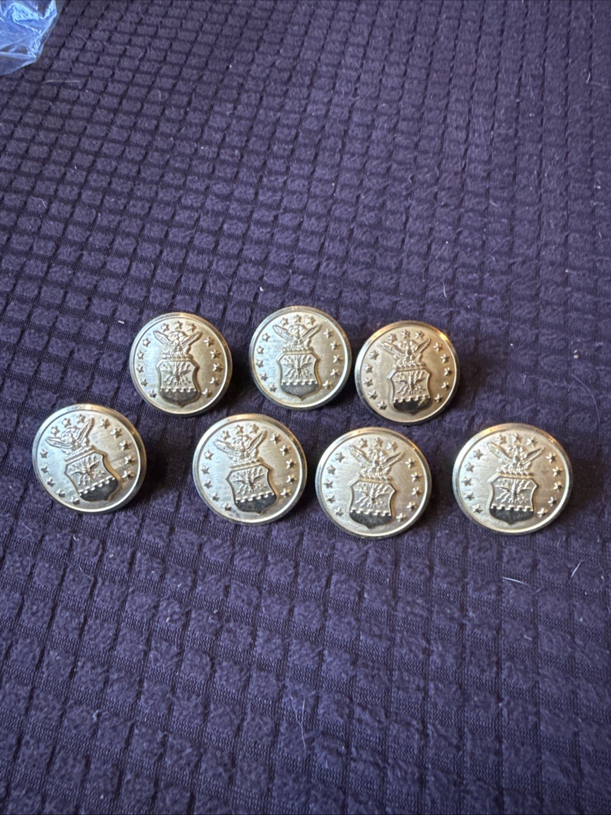 Lot of 7 Vintage USAF Air Force Gold Overcoat Buttons 1-1/8 Lot of 7 Vintage USAF Air Force Gold Overcoat Buttons 1-1/8