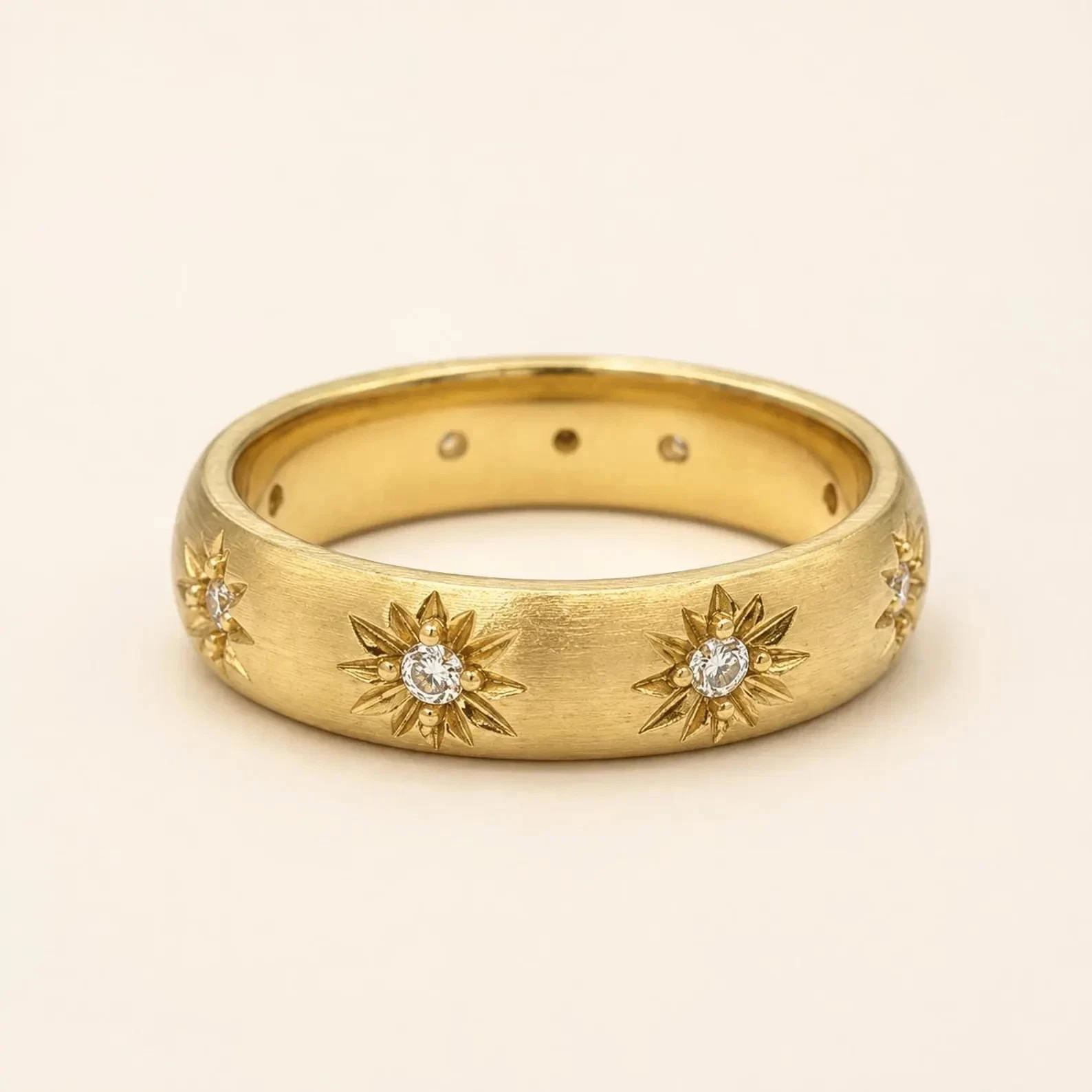 Diamond Star Celestial Filigree Band Ring In 14k yellow Gold Plated Gift