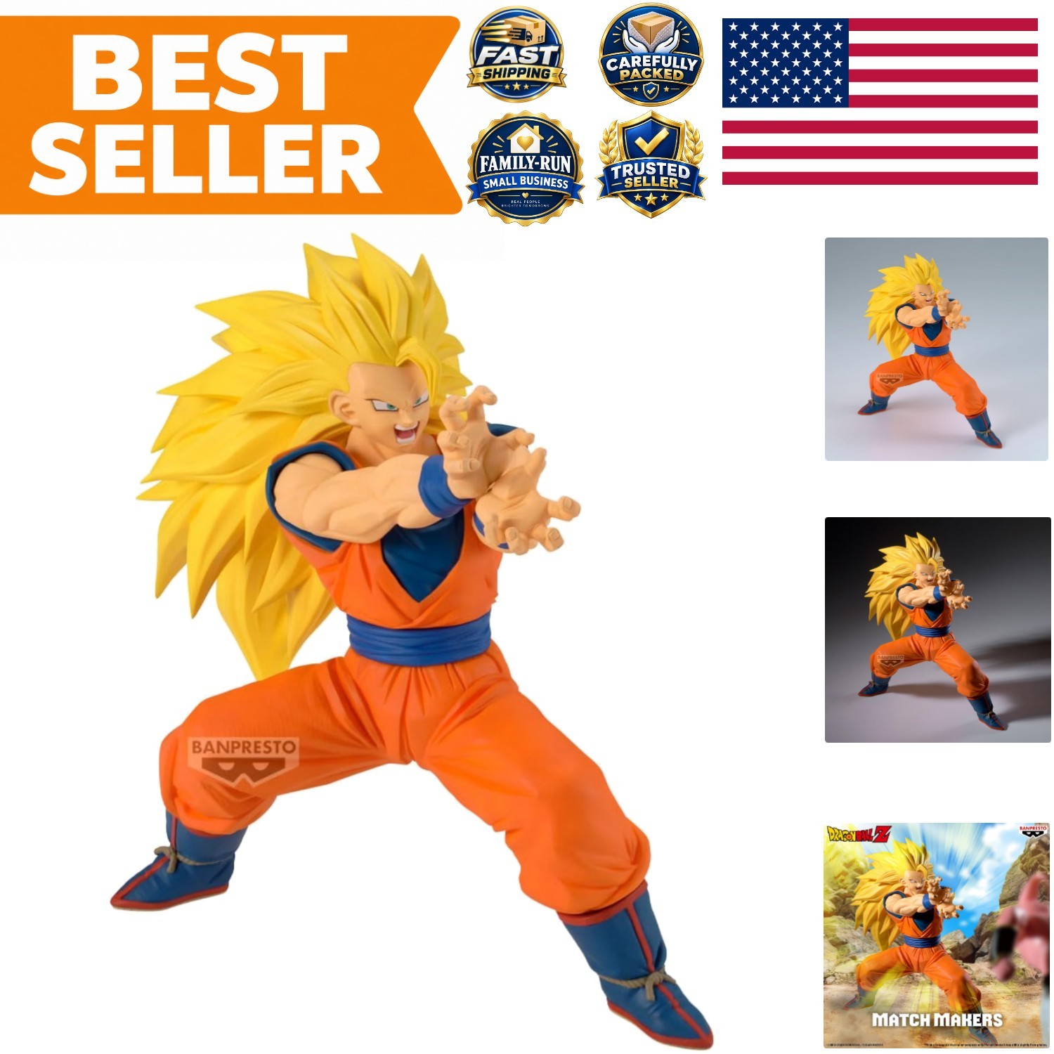 Dragon Ball Z - Super Saiyan 3 Son Goku vs Majin Buu Pure Match Makers Figure