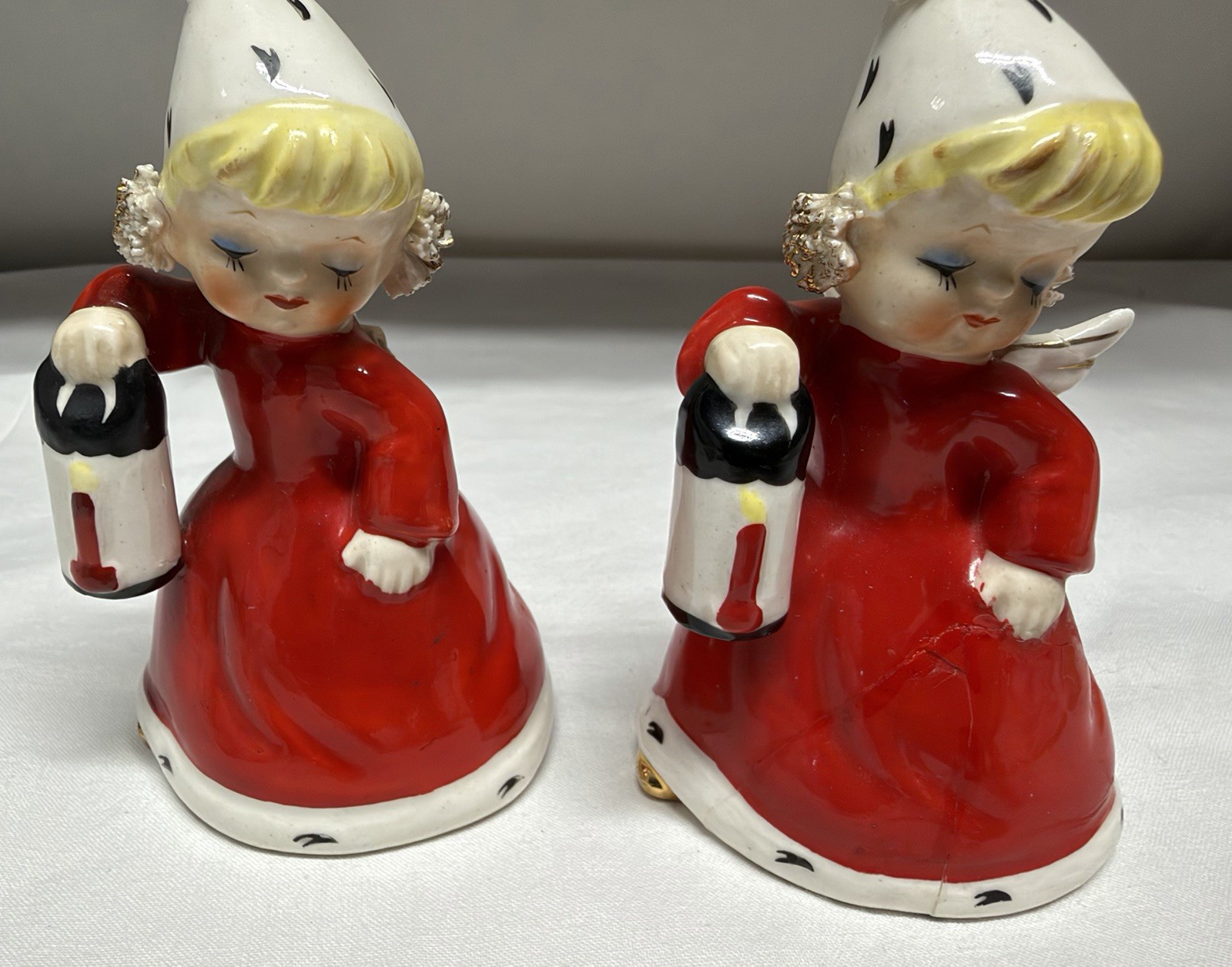 Napco Vtg Japan Pair Xmas Angel Bell,#X7
