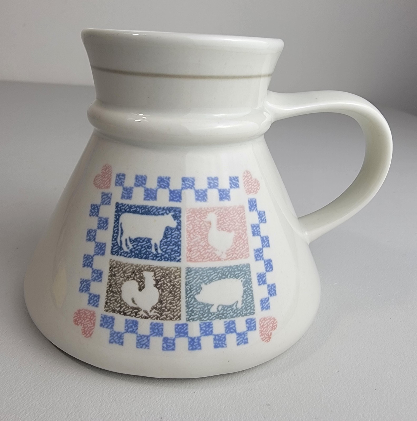 Vtg. Otagiri? Japan Farm Animals 16 Oz. Mug Wide Bottom RV, Boat, Cottage Core