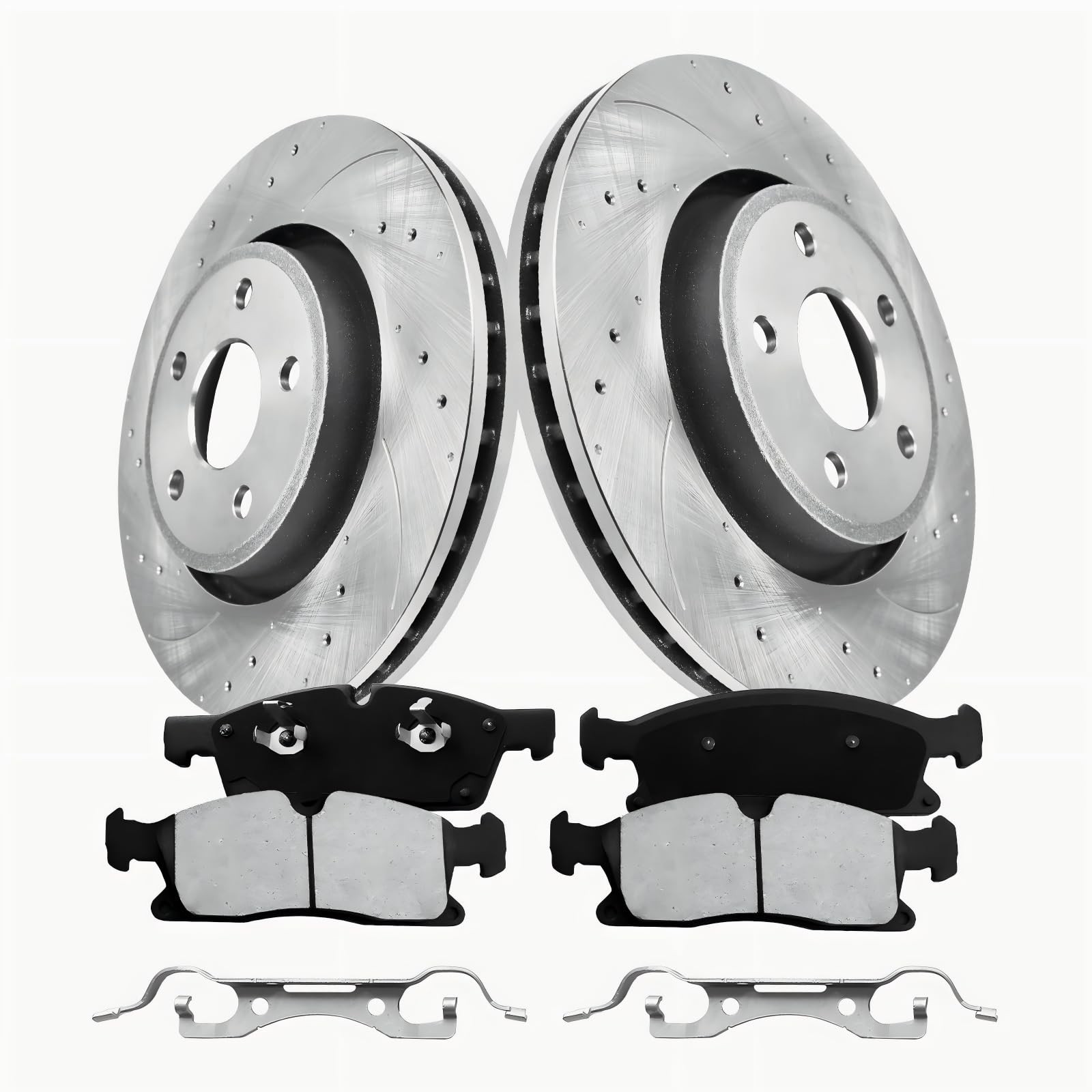 Front Brake Kit, Drilled & Slotted Brake Rotors and Pads Compatible with 2012... Front Brake Kit, Drilled & Slotted Brake Rotors and Pads Compatible with 2012...