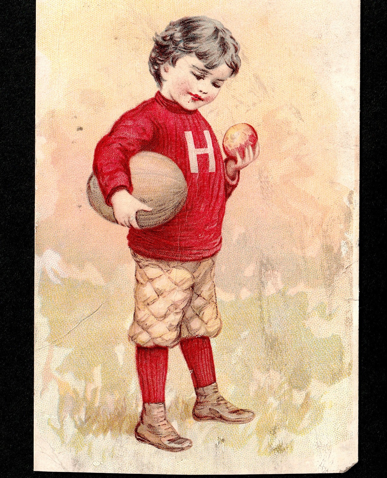 c. 1899 Harvard Football Trade Card VARIANT Sacramento California Fruit Building
