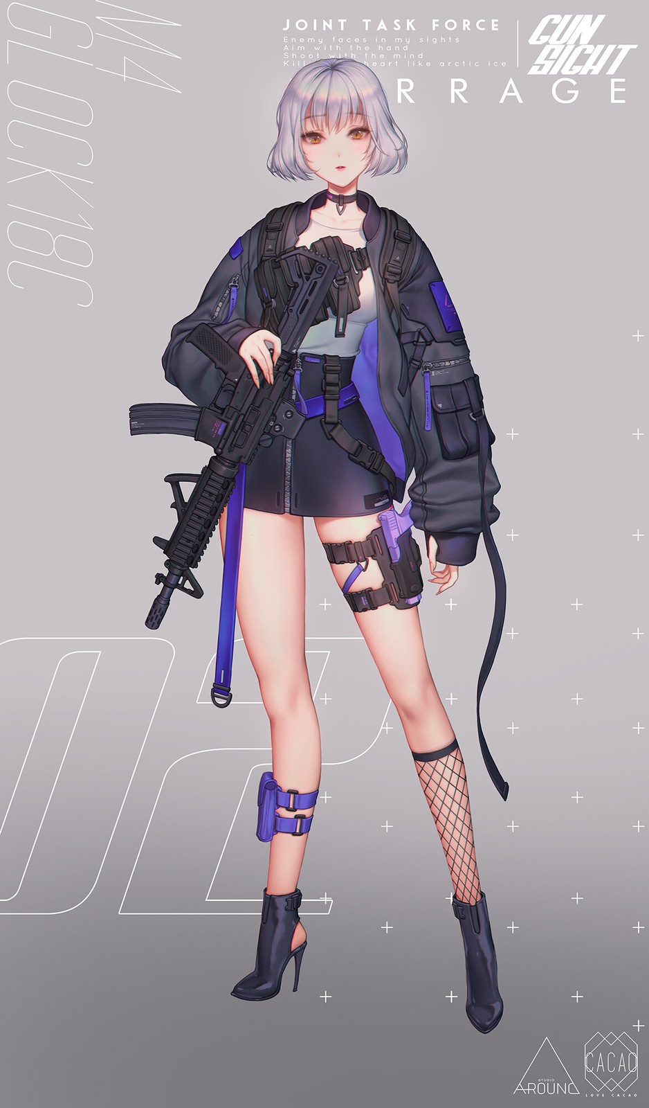 Anime girls art portrait display 2d lovecacao weapon Custom Gaming 11x17 Poster