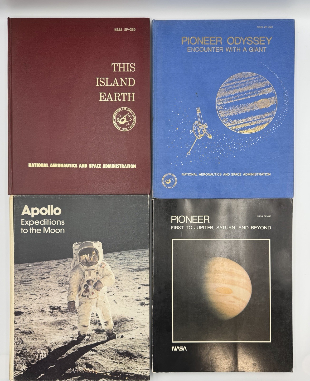 Vintage NASA 4 Book Lot Apollo Pioneer Odyssey Eric Burgess Signed Space History