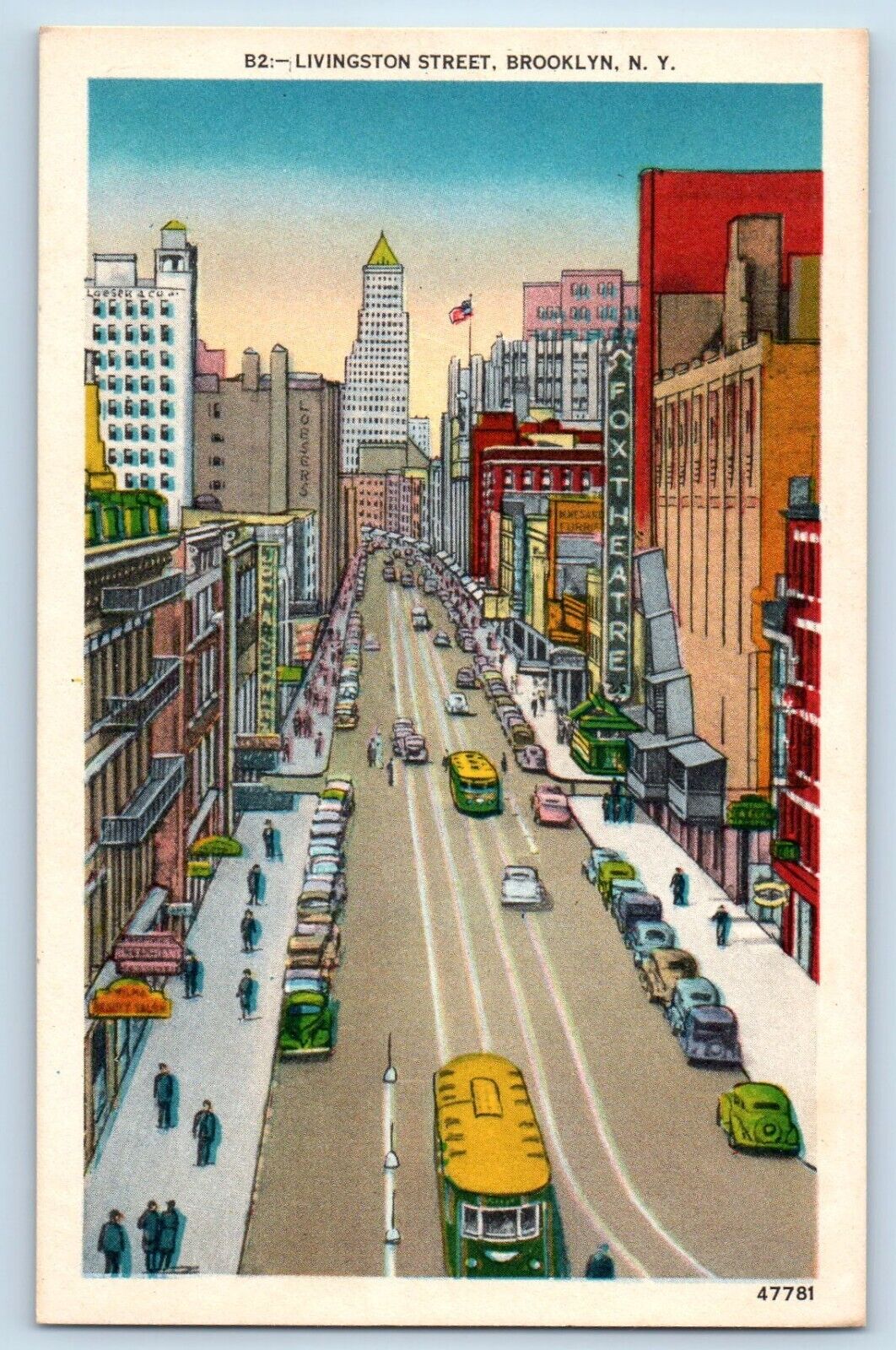 Brooklyn New York Postcard Livingston Street Exterior View c1940 Vintage Antique