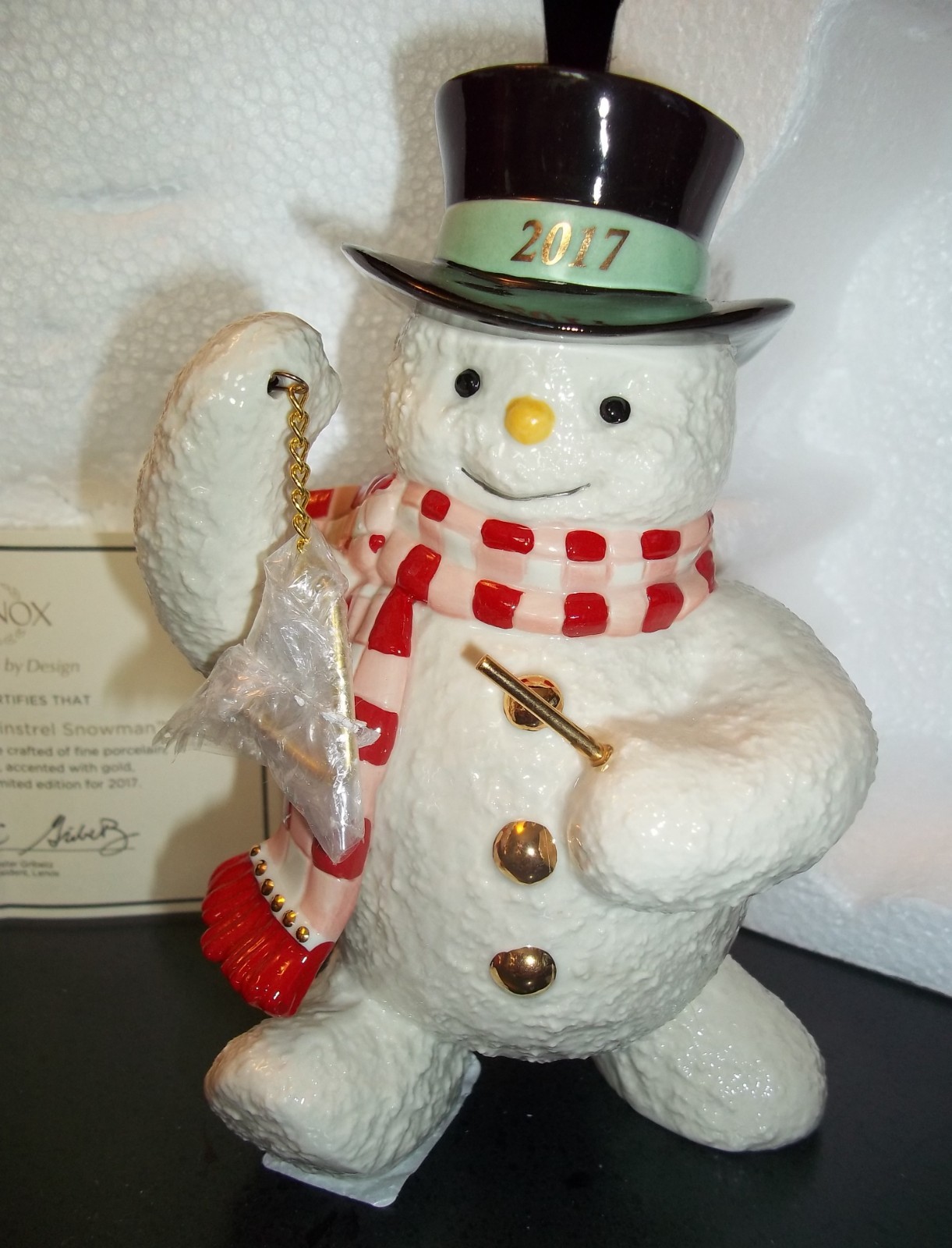 Lenox 2017 Triangle Minstrel Snowman Figurine MIB COA