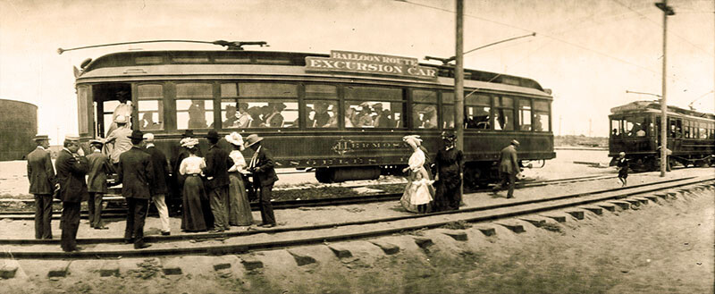 1906 Los Angeles Pacific Railway Balloon Route Trolley Panoramic Photo Negative