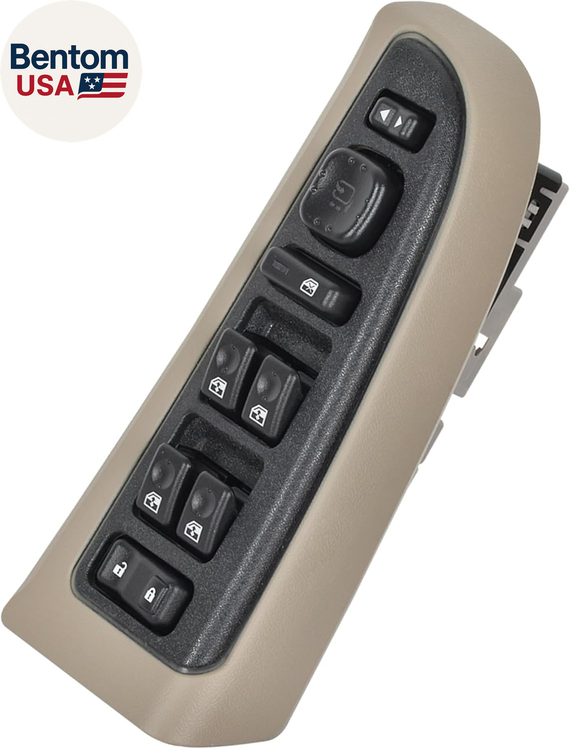 15883320 Front Driver Side Door Lock and Power Window Switch & Tan Bezel Assembl