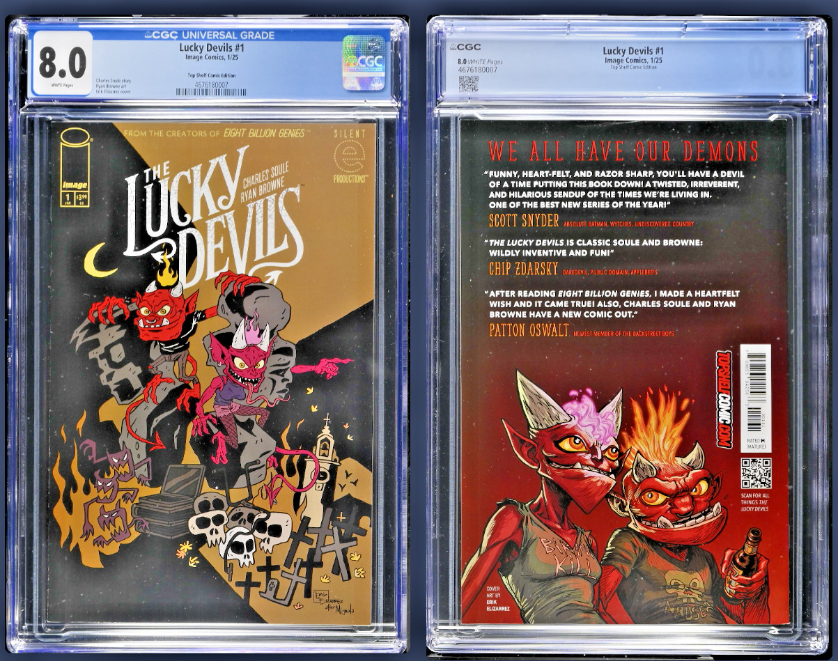 🔥 THE LUCKY DEVILS #1 ERIK ELIZARREZ TOPSHELF COMIC CGC 8.0 TOP POP 1 