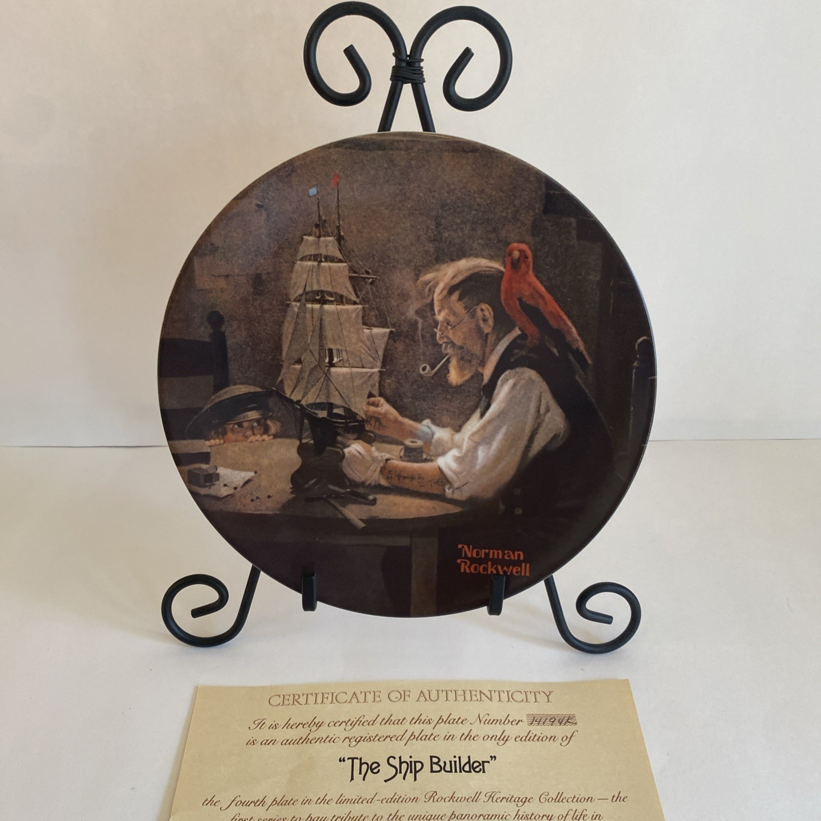Knowles China Collector Plate Norman Rockwell The Ship Builder 1980 COA