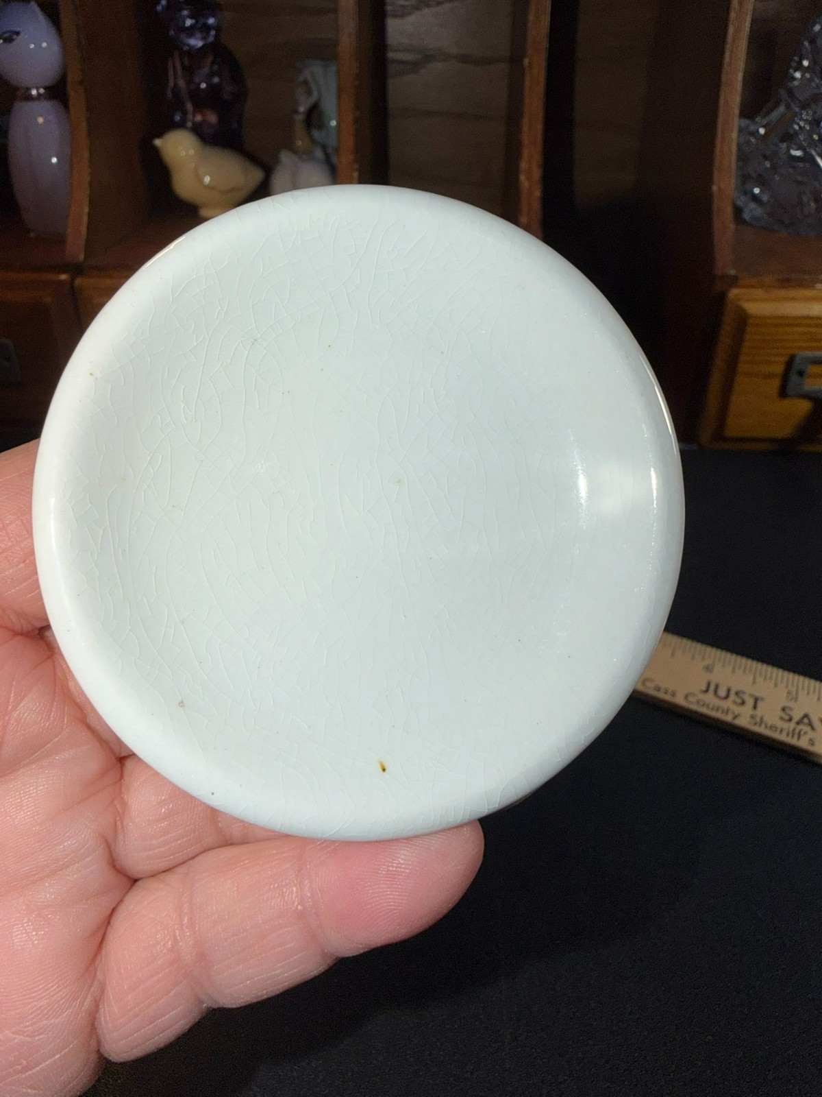 Alfred Meakin Chunky Butter Pat, Royal Ironstone, Stained and Crazed, 3.5 Inch