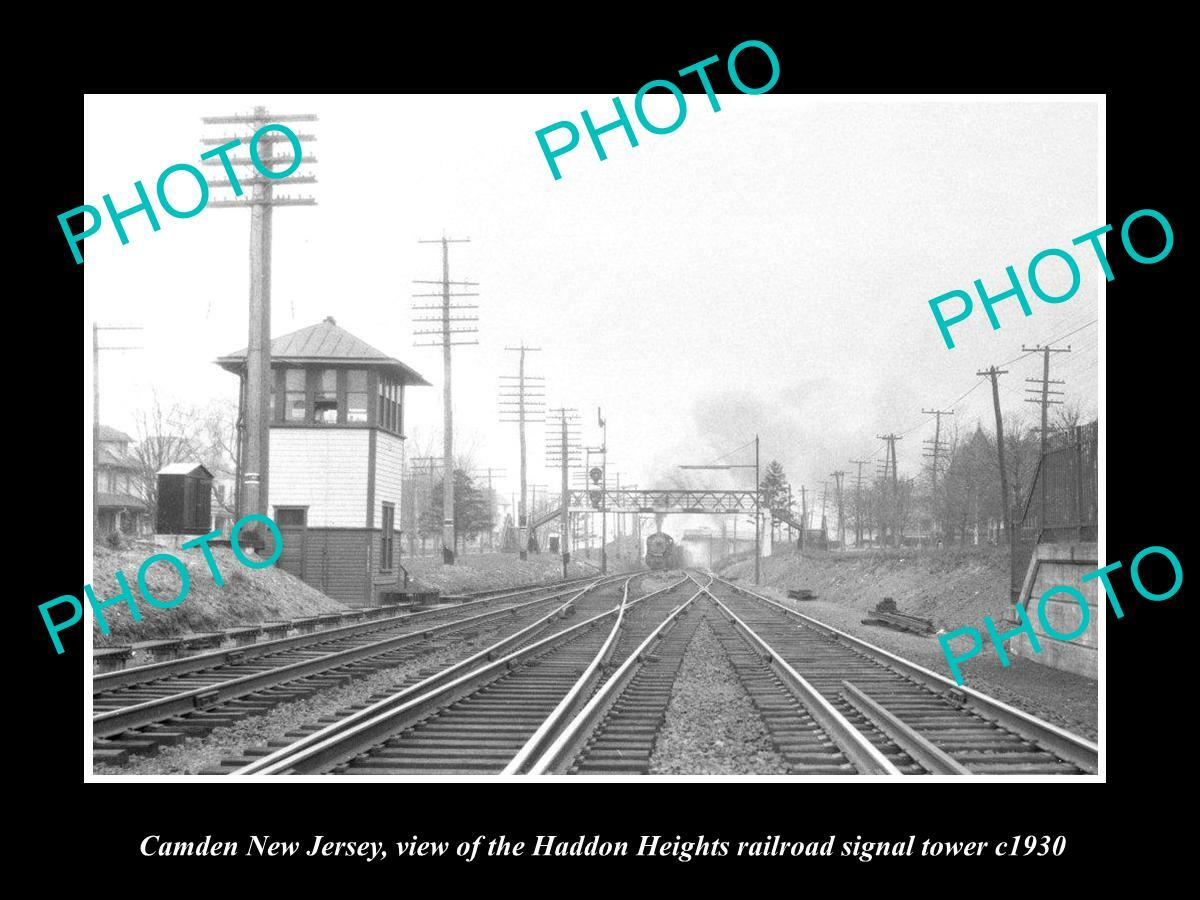 POSTCARD SIZE PHOTO OF CAMDEN NEW JERSEY H/HEIGHTS RAILROAD SIGNAL TOWER c1930