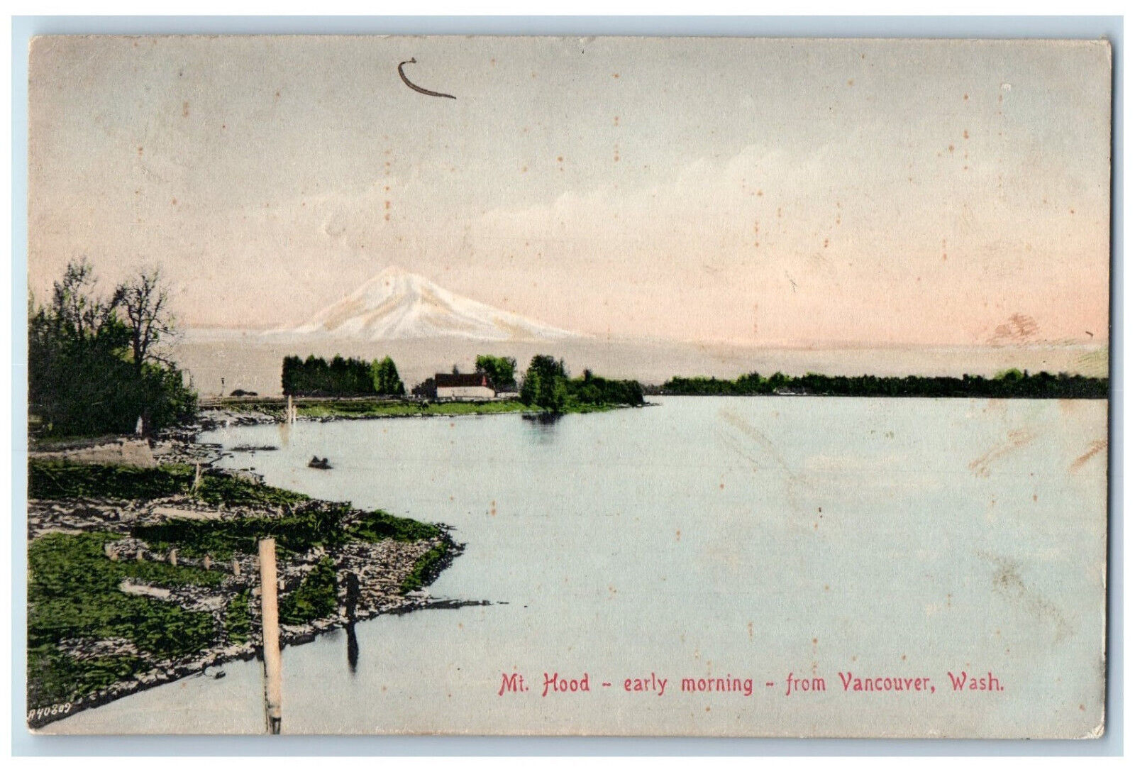 1908 Mt. Hood Early Morning from Vancouver Washington WA Antique RPO Postcard