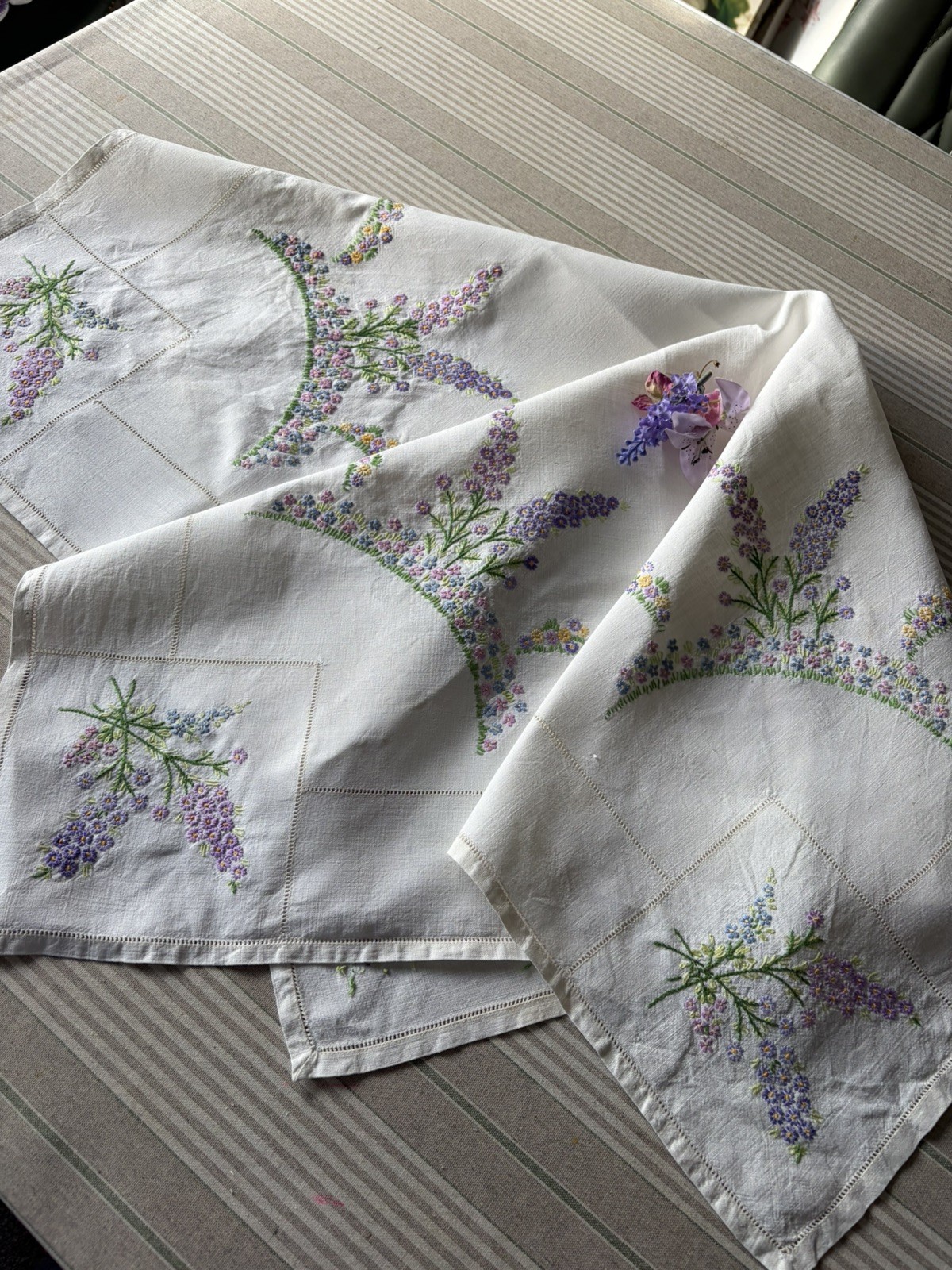 Vintage Hand Embroidered Tablecloth  - Beautiful work