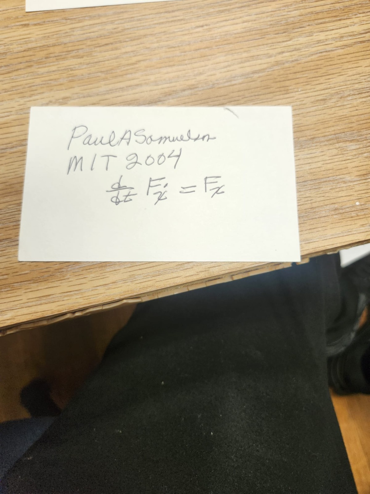 Paul A. Samuelson Signed Card - 1970 Nobel Prize Economics - MIT 2004