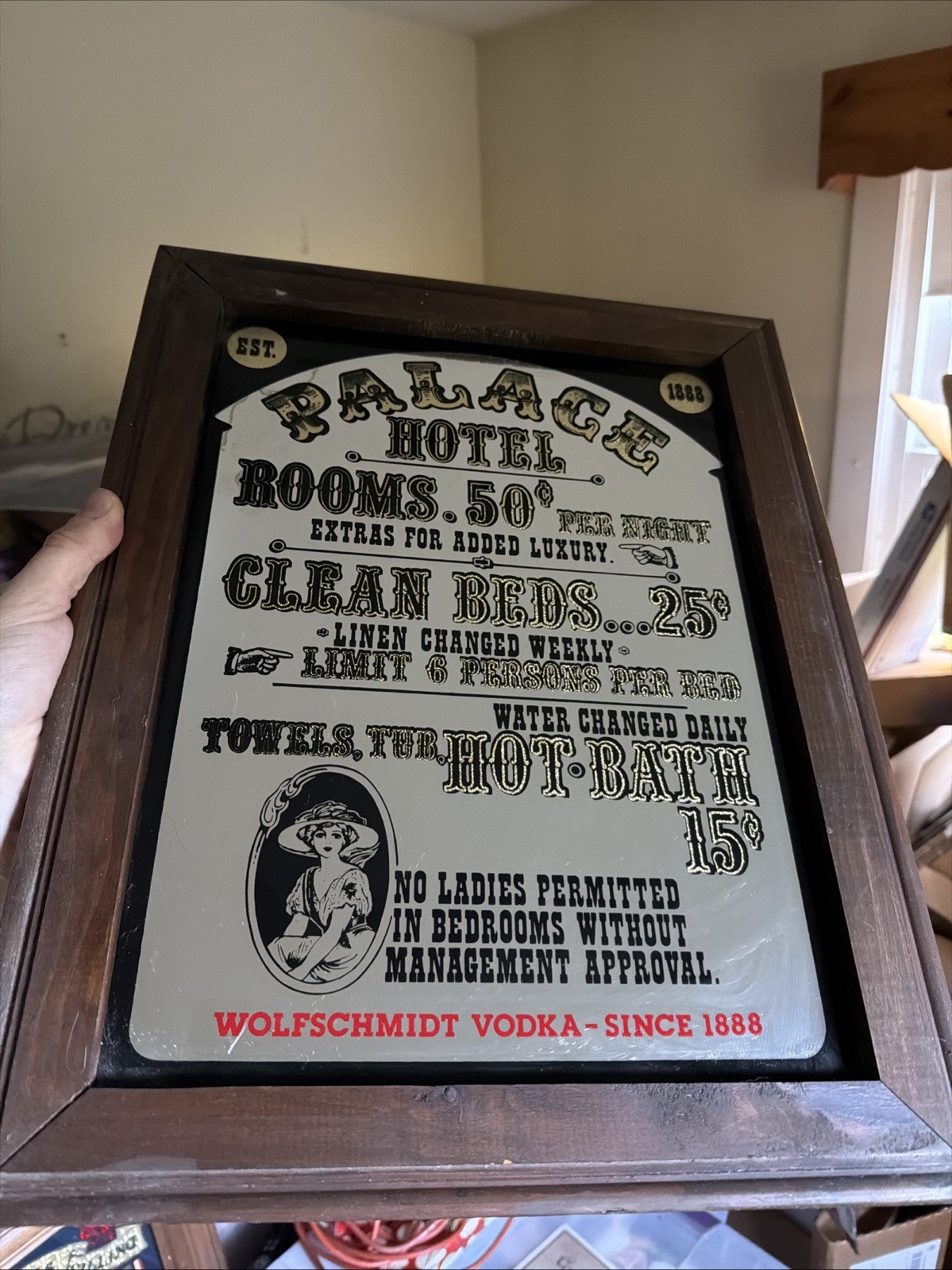 Vintage Palace Hotel Mirror Sign Wall Hanging