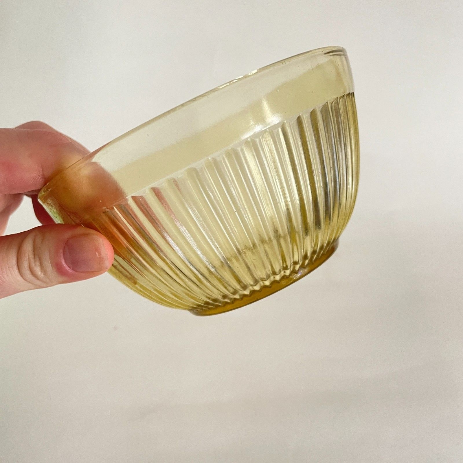 Vintage Yellow/Amber Ribbed Mixing Bowl