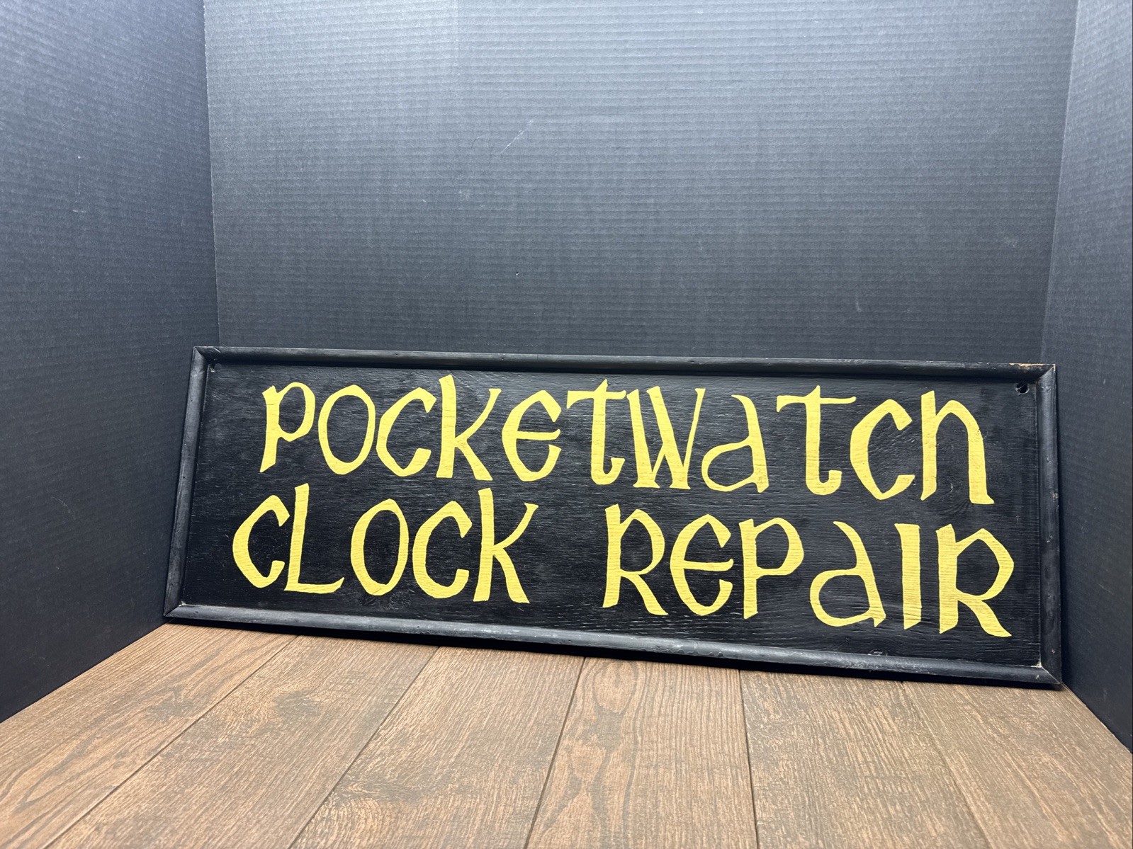 Vintage Wood - POCKET WATCH CLOCK REPAIR - STORE DISPLAY SIGN 36x12