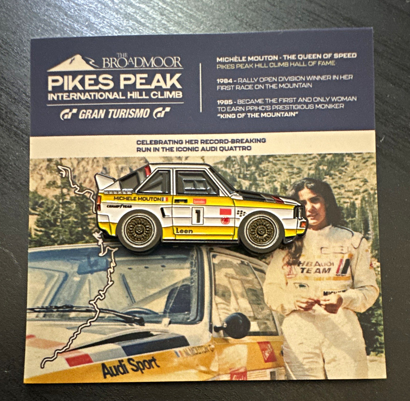 Leen Customs 2025 Pikes Peak Hill Climb Audi Quattro Michele Mouton Enamel Pin