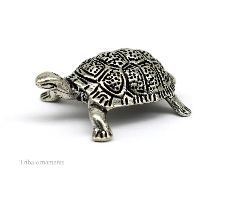 925 fine silver antique design tortoise statue or sculpture puja article su490