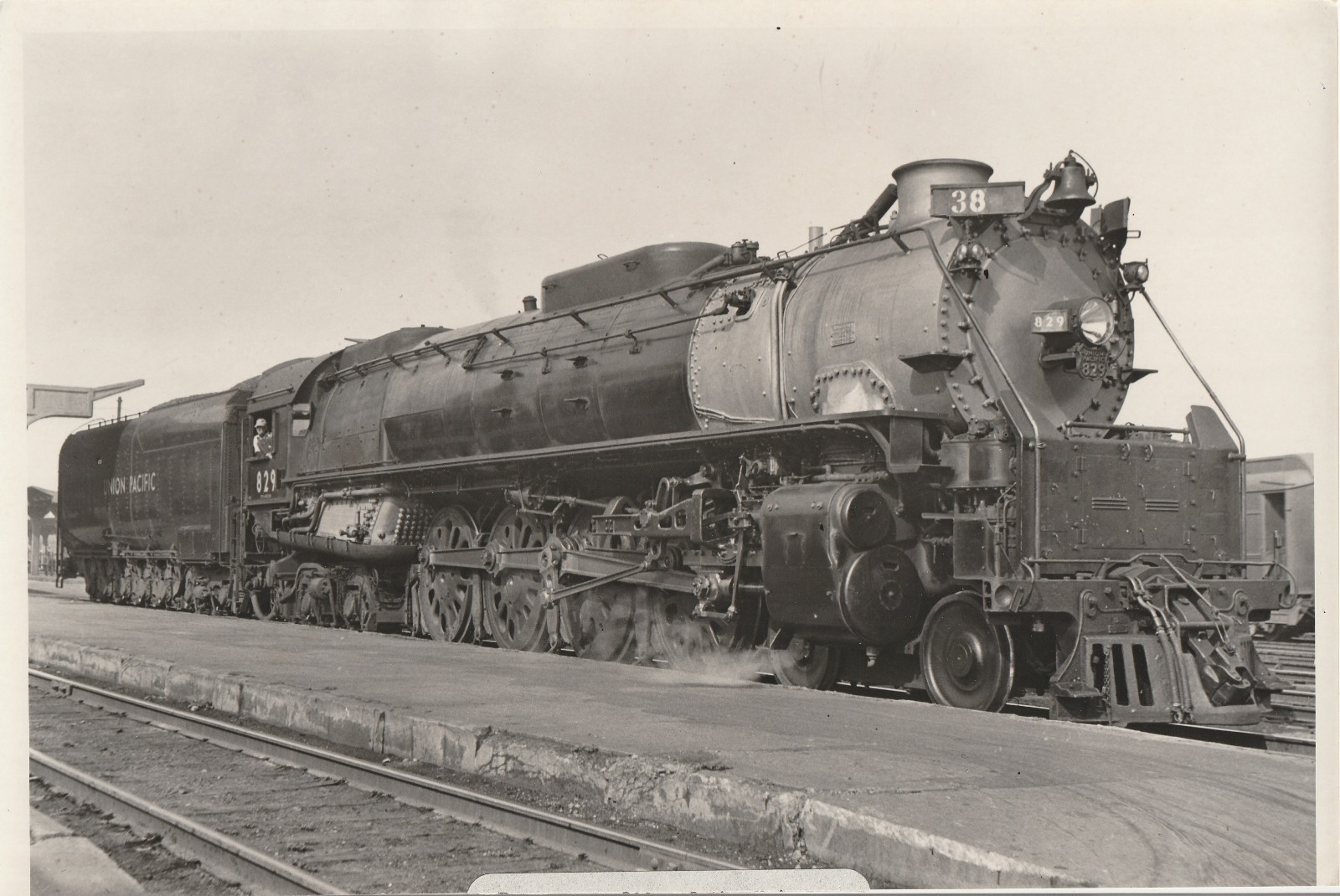 Vintage Photograph Union Pacific Steam Locomotive 829 Before A Run to Ogden 1940
