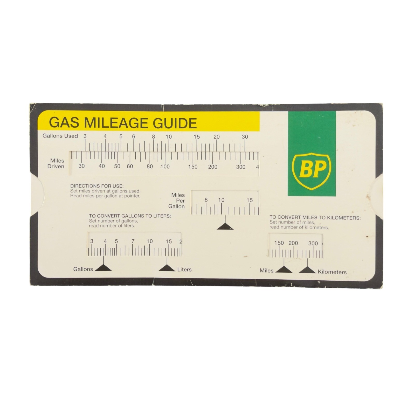 Vintage BP Gas Mileage Guide Slide Chart Calculator Petroliana Advertising