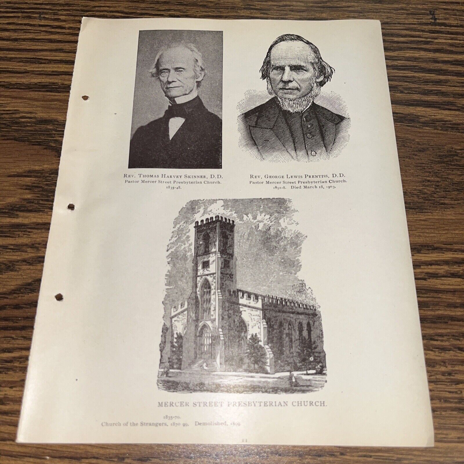 Antique Paper: Mercer Street Presbyterian Church Rev Skinner & Prentiss New York