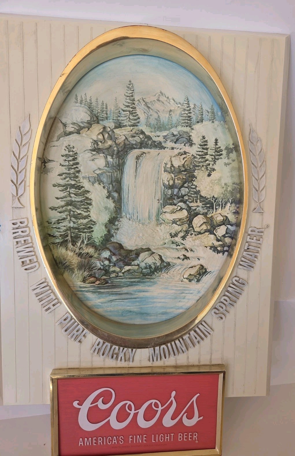 Vintage COORS Rocky Mountain America’s Fine Light Beer Waterfall Sign 18.5